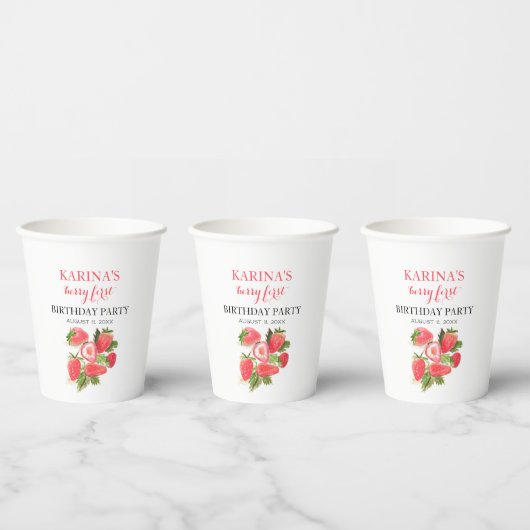 ベリー1st誕生日パーティーストロベリーフルーツ夏 紙コップ (複数)