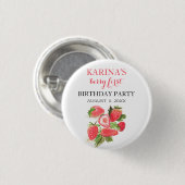 ベリー1st誕生日パーティーストロベリーフルーツ夏 缶バッジ (正面&裏面)