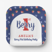 ベリー1st誕生日パーティーストロベリーブルーベリーブルー ペーパープレート (正面)