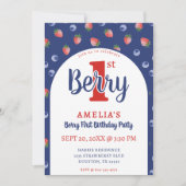 ベリー1st誕生日パーティーストロベリーブルーベリーブルー 招待状 (正面)