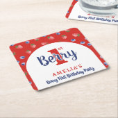 ベリー1st誕生日パーティーストロベリーブルーベリーレッド スクエアペーパーコースター (アングル)