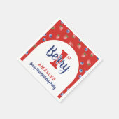 ベリー1st誕生日パーティーストロベリーブルーベリーレッド スタンダードカクテルナプキン (角)