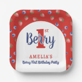 ベリー1st誕生日パーティーストロベリーブルーベリーレッド ペーパープレート (正面)