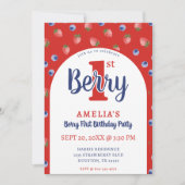 ベリー1st誕生日パーティーストロベリーブルーベリーレッド 招待状 (正面)