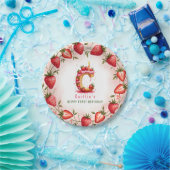 ベリー1st誕生日プレートレターCケーキデザイン ペーパープレート (パーティー)
