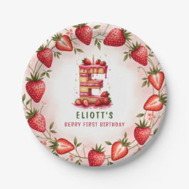 ベリー1st誕生日プレートレターEケーキデザイン ペーパープレート