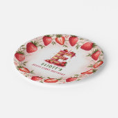 ベリー1st誕生日プレートレターEケーキデザイン ペーパープレート (アングル)