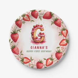 ベリー1st誕生日プレートレターGケーキデザイン ペーパープレート