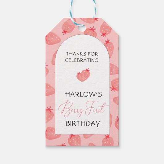 ベリー1st誕生日ユー感謝していラベル ギフトタグ (正面)