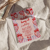 ベリー1st DIY手描きストロベリーガール誕生日 招待状