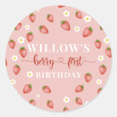 ベリー1th誕生日イチゴをテーマにしたステッカー ラウンドシール (正面)