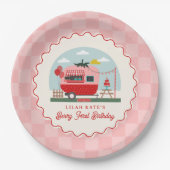 ベリー1th誕生日ストロベリーカンパ市松模様にー ペーパープレート (正面)