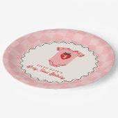 ベリー1th誕生日ストロベリーシャツチェッカーボード ペーパープレート (アングル)