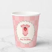 ベリー1th誕生日ストロベリーシャツチェッカーボード 紙コップ (正面)