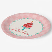 ベリー1th誕生日ストロベリーバスケッカーボード ペーパープレート (アングル)