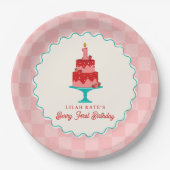 ベリー1th誕生日ストロベリーバスケッカーボード ペーパープレート (正面)