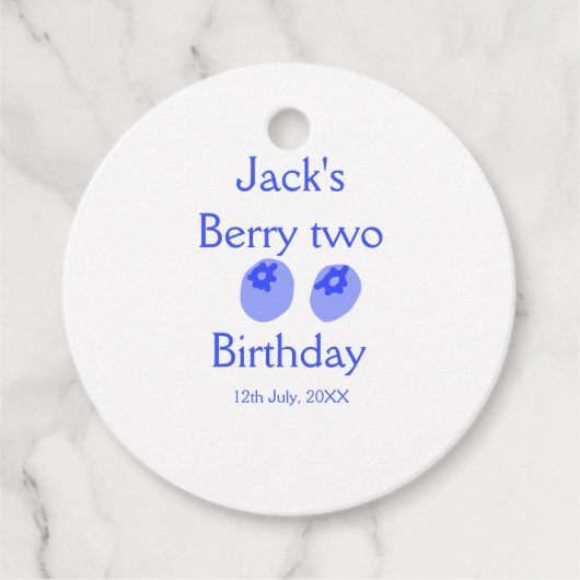 ベリー2誕生日ブルーベリー追加の名前の日付の子供r フェイバータグ (正面)