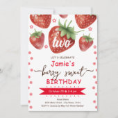 ベリー2nd誕生日の水彩 招待状 (正面)