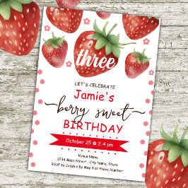 ベリー3rd誕生日の水彩 招待状