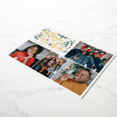 ベリー4枚の写真メリークリスマスハッピーニューイヤー 箔シーズンカード (回転した状態)