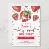ベリー4th誕生日の水彩 招待状 (正面)