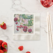 ベリー。さくらんぼ 縁ありカクテルナプキン (インサイチュ)