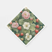 'ベリー・イン・ラブ' スタイルのストロベリーとフラワーデザイン スタンダードランチョンナプキン (角)