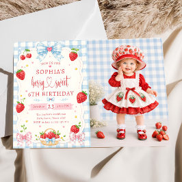 ベリー スイート かわいい 6歳の誕生日 ストロベリー 招待状