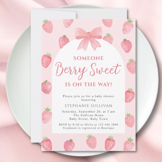 ベリー・スイート・ストロベリー・ガール・ベビーシャワー 招待状