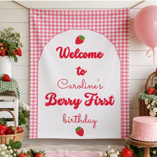 ベリー スイート ストロベリー 1歳の誕生日パーティー 横断幕