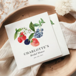 ベリー スウィート ウォーターカラー 赤 青 ブライダル シャワー スタンダードカクテルナプキン