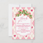 ベリー スウィート ストロベリー ピンク ブライダル シャワー サンキューカード (正面)