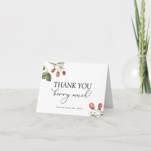 ベリー スウィート ストロベリー ブライダル シャワー サンクス サンキューカード (正面)
