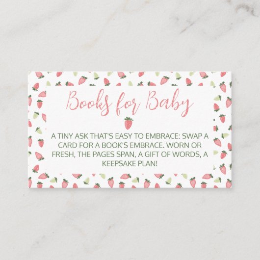 ベリー スウィート ストロベリー ベイビー シャワー ブック エンクロージャーカード (正面)