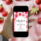 ベリー スウィート ピンクとレッド イチゴ ベイビー シャワーパーティ 招待状