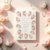 ベリー スウィート ベイビー シャワー - 水彩のストロベリー 招待状