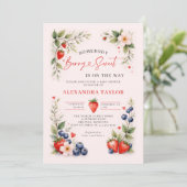 ベリー スウィート ボタニカル ベリー ピンク ベイビー シャワー 招待状 (スタンド正面)