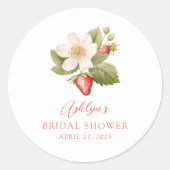 ベリー スウィート レッド ストロベリー ブライダル シャワー スティッカー ラウンドシール (正面)