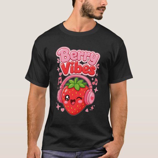 ベリー・バイブス かわいいイチゴ コテージコア Tシャツ (正面)