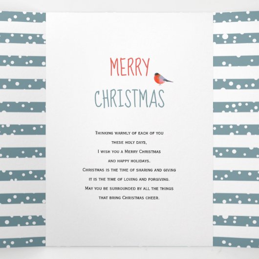 ベリー、バードクリスマスの休日の写真コラージュ 三つ折りクリスマスカード (内部中)