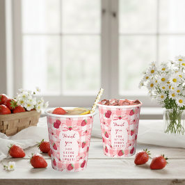 ベリー・ファーストバースデー・レッドギンガム・ストロベリーボウズ 紙コップ