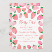 ベリー ファースト バースデー  ストロベリー 1歳の誕生日 招待状 (正面/裏面)