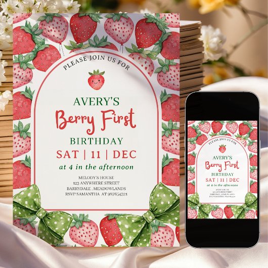 ベリー ファースト バースデー 1歳のベリー バースデー ご招待 招待状