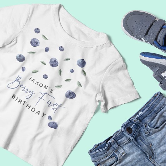 'ベリー ファースト' ブルーベリー 1歳の誕生日 ベビーTシャツ