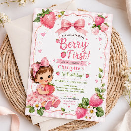 ベリー・ファースト 1歳の誕生日 いちごの女の子 招待状