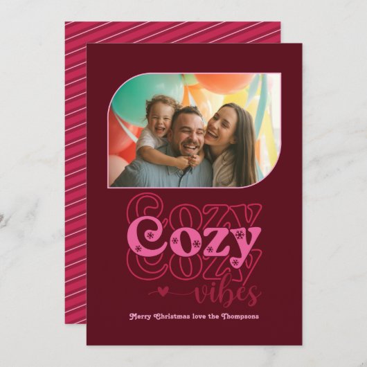 ベリー ブラッシュ コージーな雰囲気だけのクリスマス フォト シーズンカード (正面/裏面)