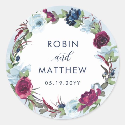 ベリー、ブルーブルゴーニュフローラの好意/封筒用シール ラウンドシール (正面)