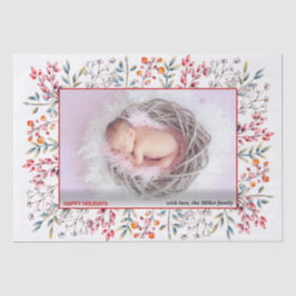 ベリー、リーフレッドハッピーホリデーズクリスマスフォト 薄葉紙