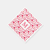ベリー、赤とピンクのハートパターン愛 スタンダードカクテルナプキン (角)