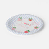 ベリ名門私立校風のーファースト誕生日ウォーターカラーストロベリー ペーパープレート (アングル)
